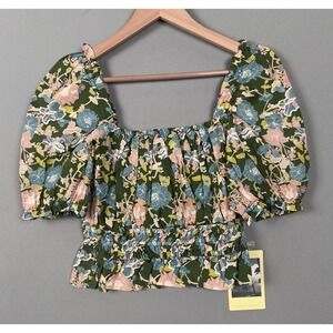 The Birds of Paradis by Trovata Drew Floral Cropped Blouse